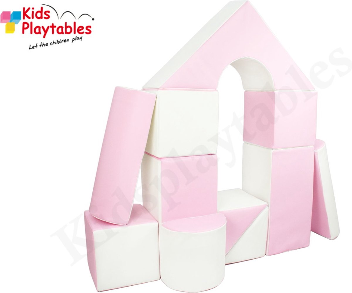 Soft Play Foam Blokken set 11 stuks wit-roze | speelblokken | baby speelgoed | foamblokken | bouwblokken | Soft play speelgoed | schuimblokken